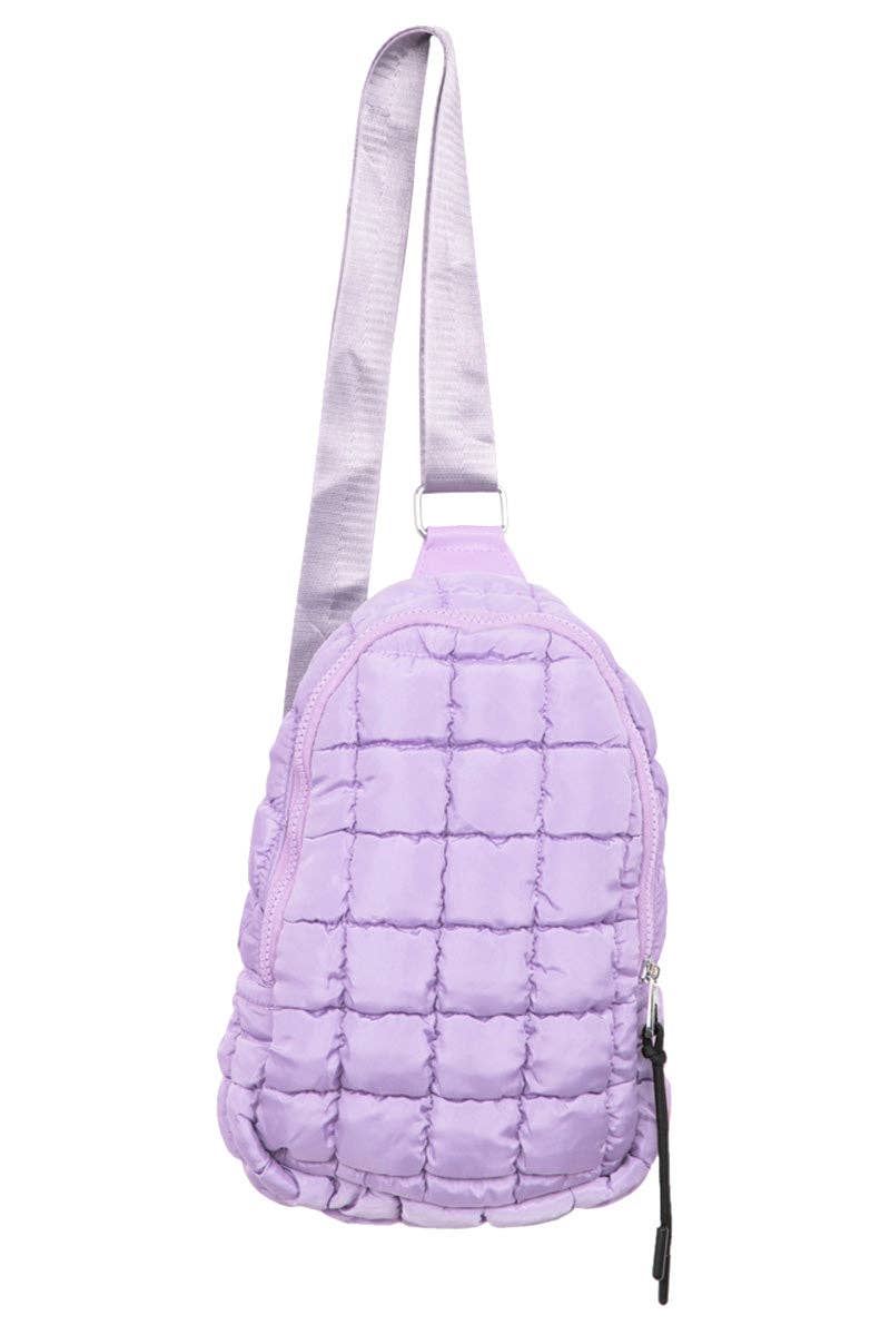 Quilted Crossbody Bag- Light Purple