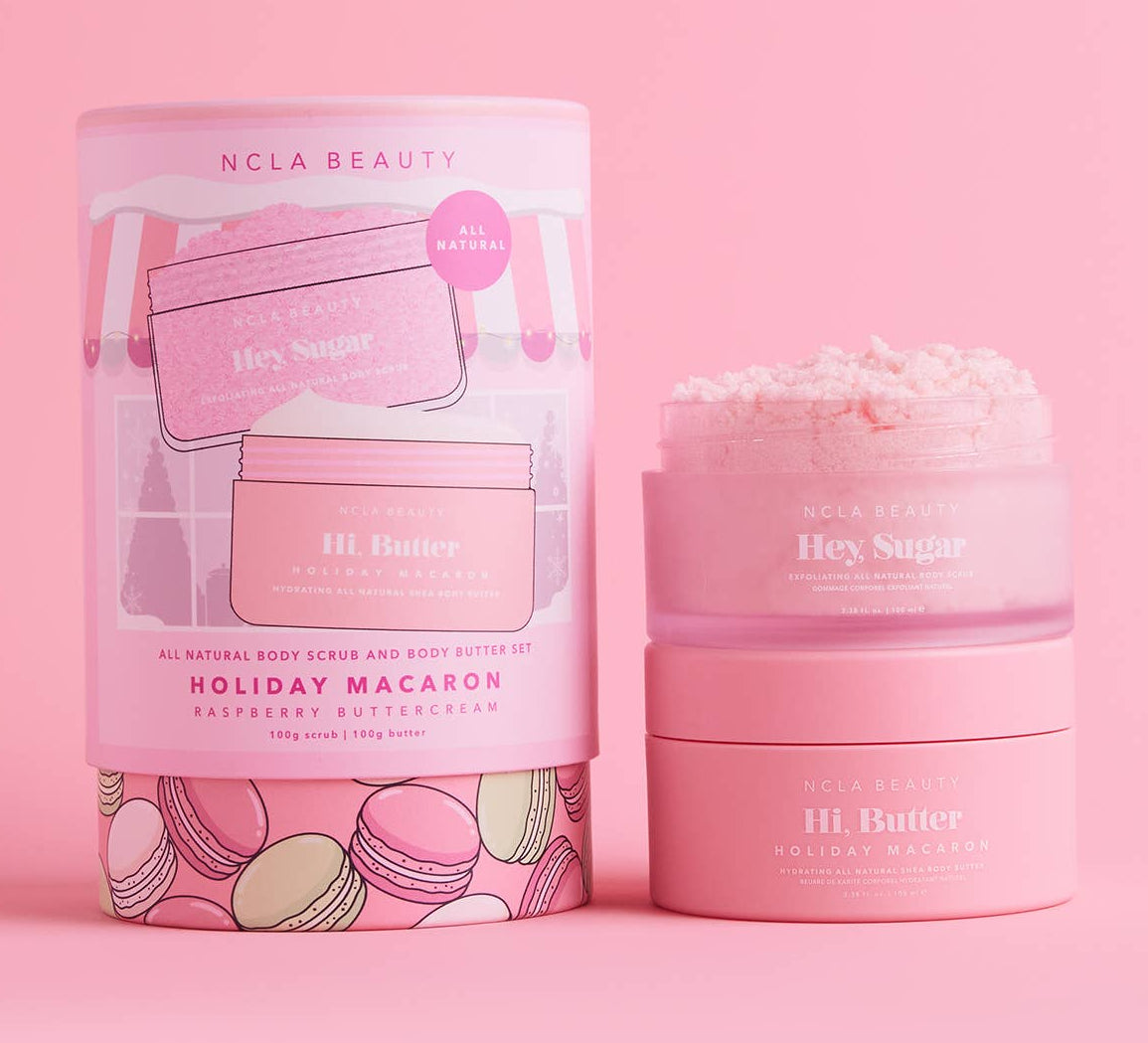 Macaron Body Scrub + Body Butter Beauty Gift Set