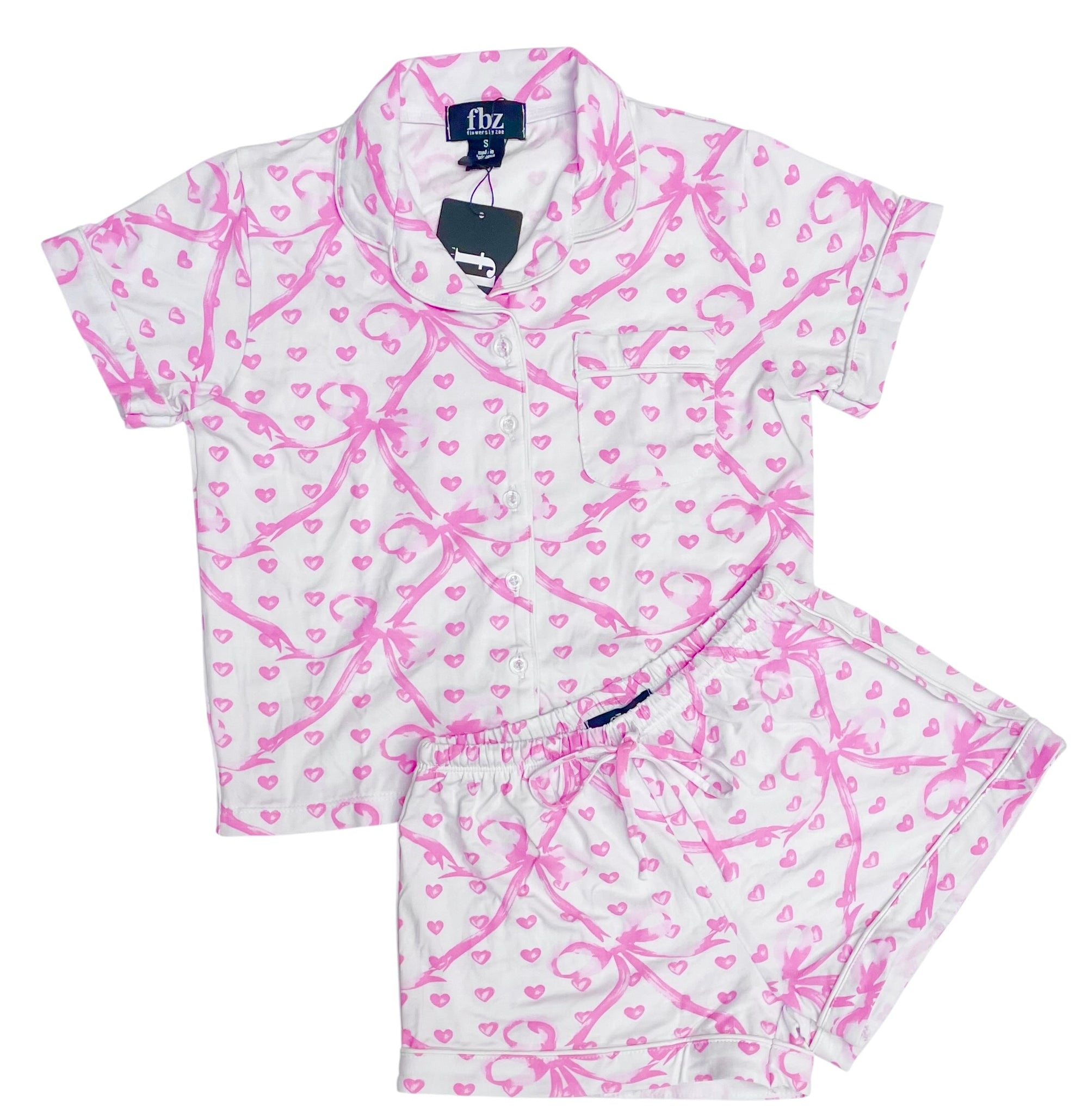 Flowers By Zoe 2pc Knit Lounge Set - Pink Bows