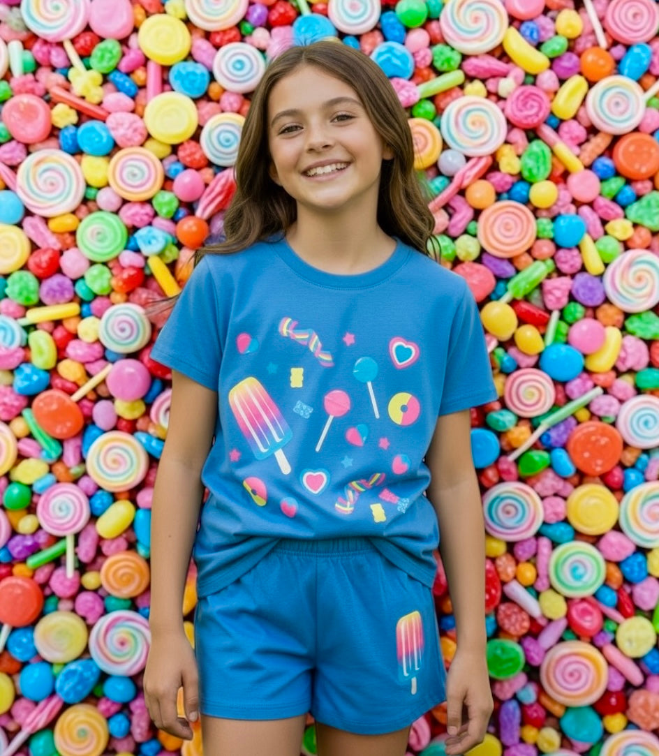 Firehouse Girls Candy Toss Tee - Ice Blue