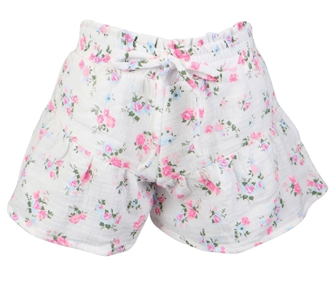 Flowers By Zoe Floral Bouquet & Eyelet Flowy Woven Shorts