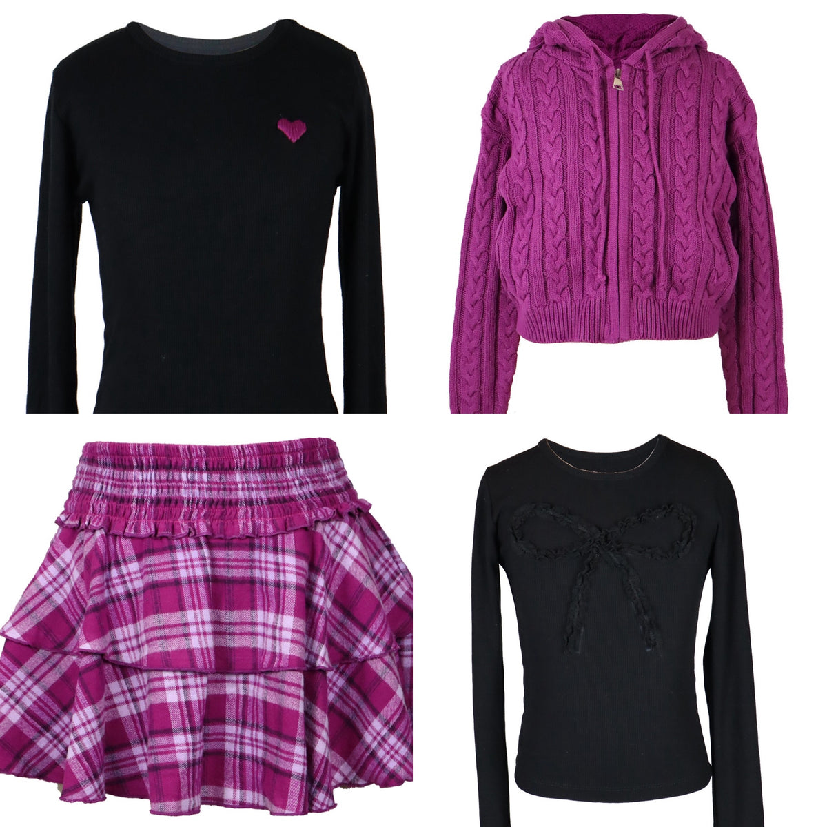 Flowers By Zoe Magenta Plaid Skirt