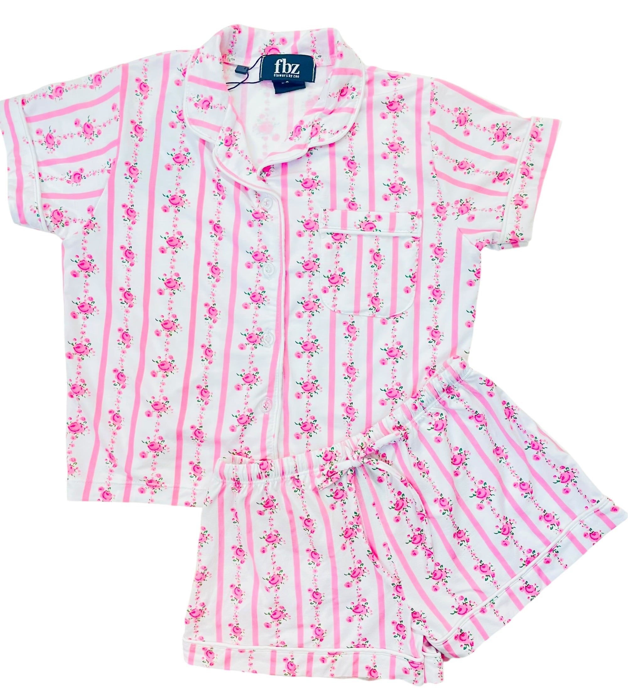 Flowers By Zoe 2pc Pink Floral Stripe Knit Lounge Set