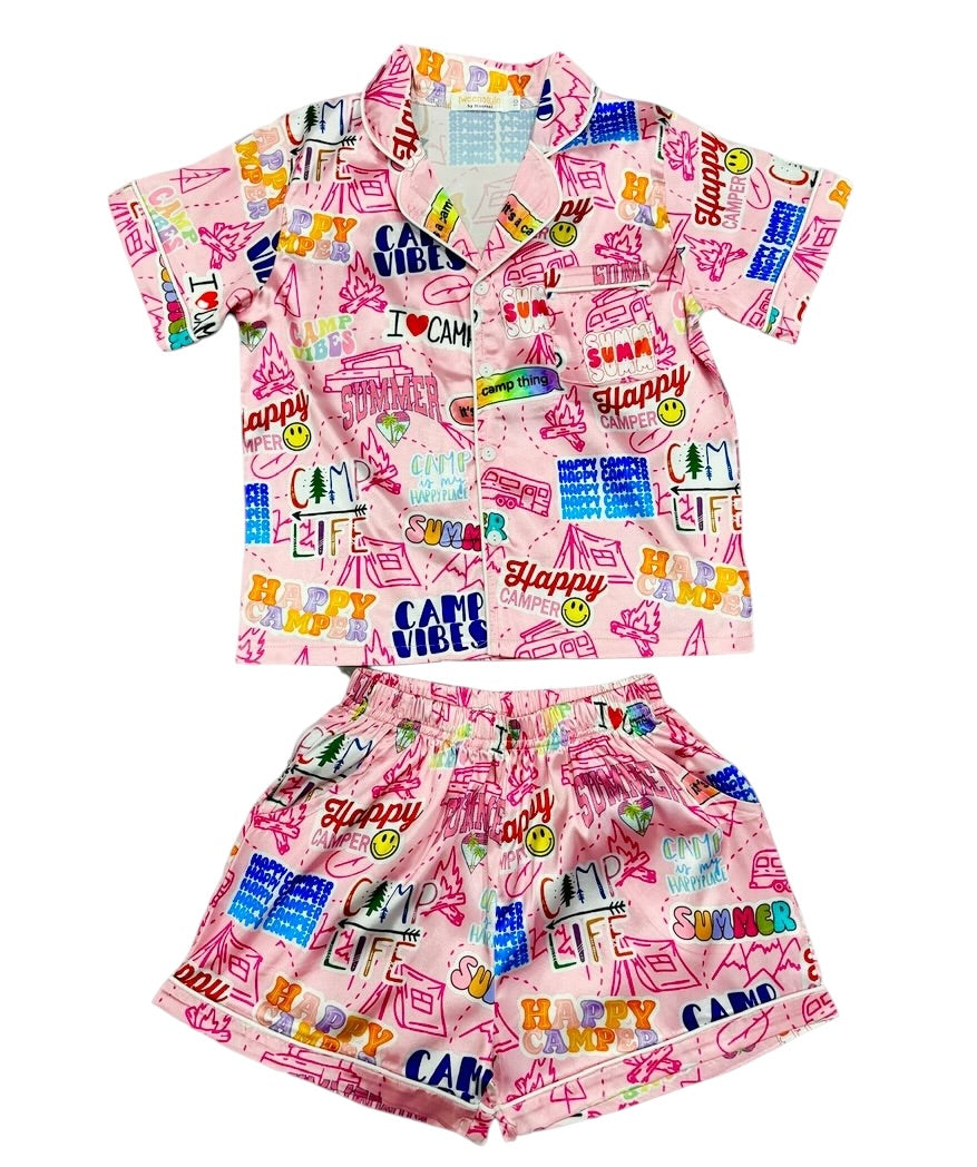 Tweenstyle Silky Short Set - Camp Stickers