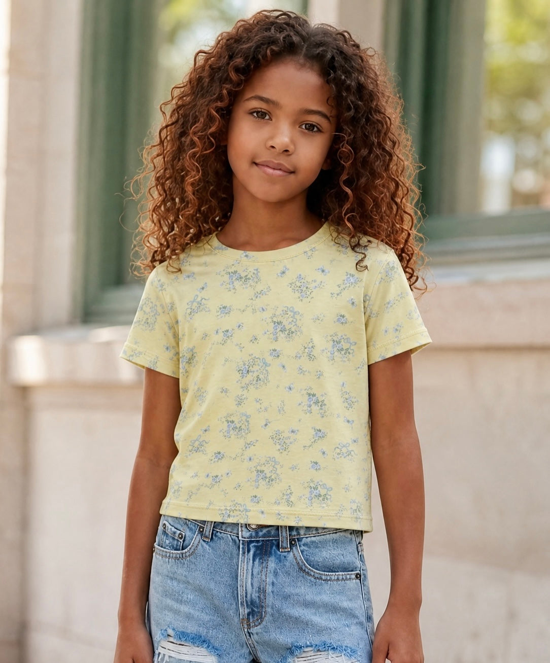 KatieJ Fearless Tee - Yellow Ditsy Floral