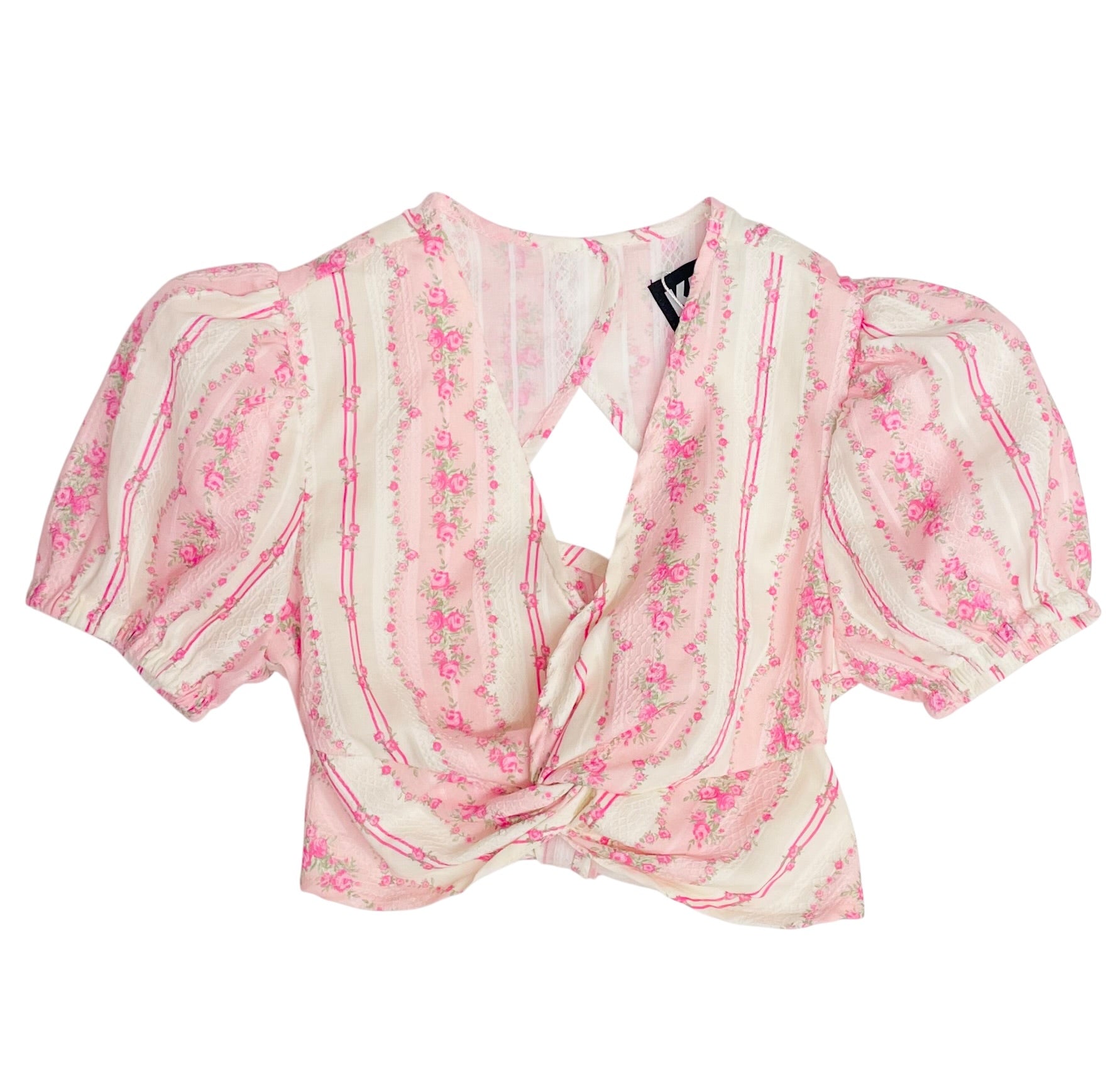 KatieJ NYC Juliet Top- Baby Pink Cottage Stripe