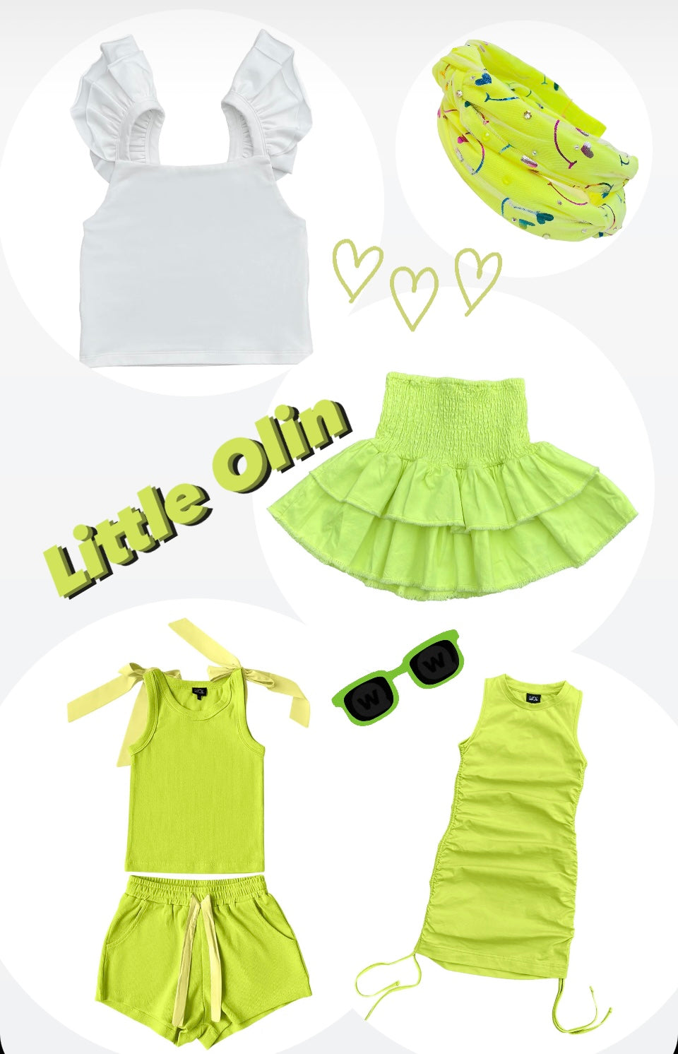Little Olin Cinched Side Dress - Neon Green