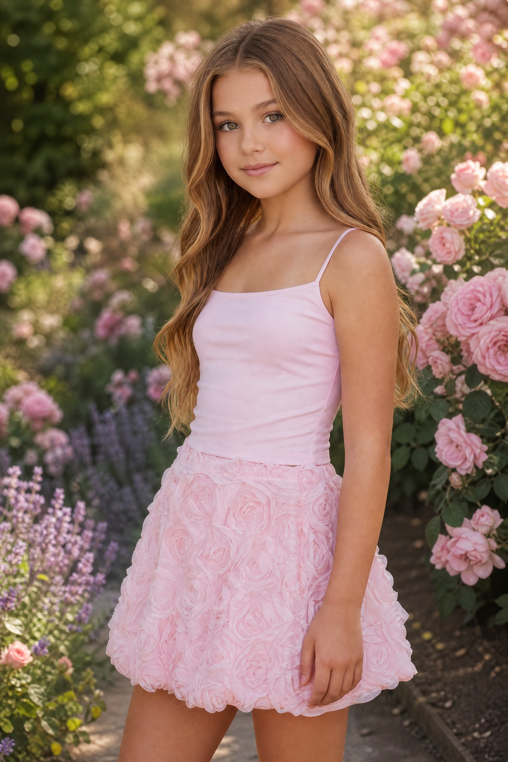 FBZ Flowers By Zoe Pink Rosette Tween 2pc Skirt Set
