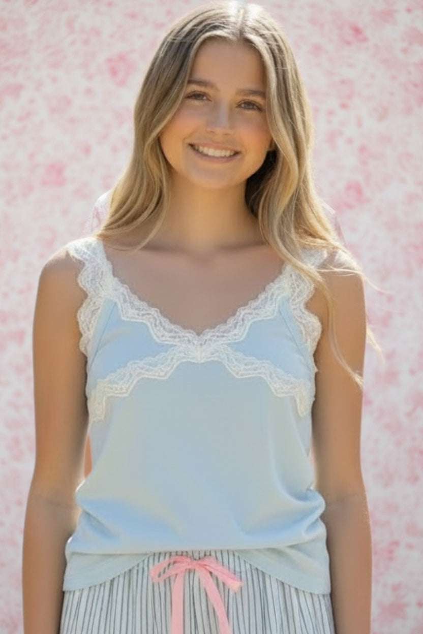 Tweenstyle Lace Trimmed Lounge Cami - Blue