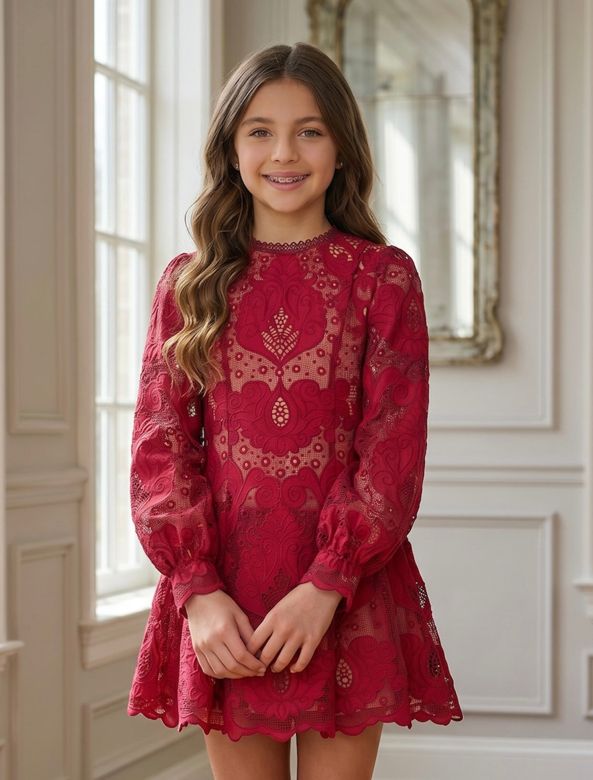Marlo Kids Gisele Embroidery Mini Dress