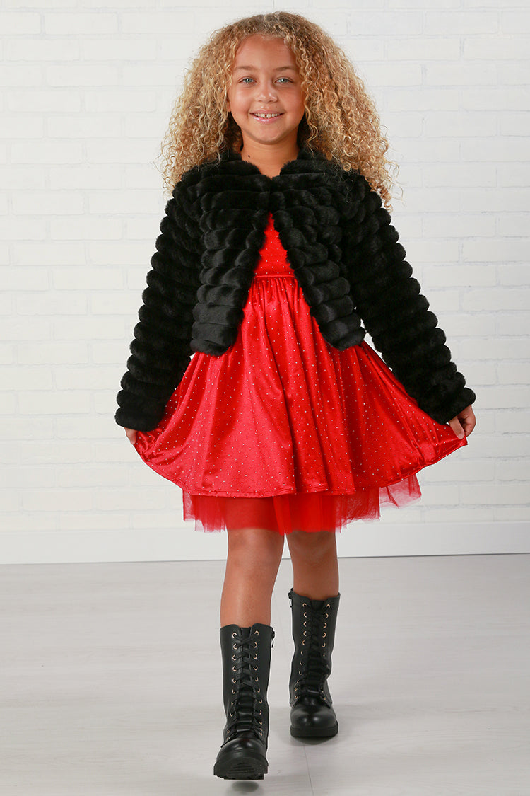 Flowers By Zoe Black Faux Fur Coat