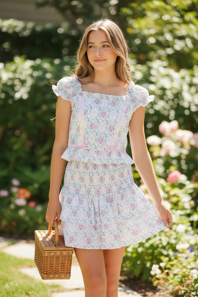 KatieJ NYC Tween Bianca Skirt- Floral Bouquet