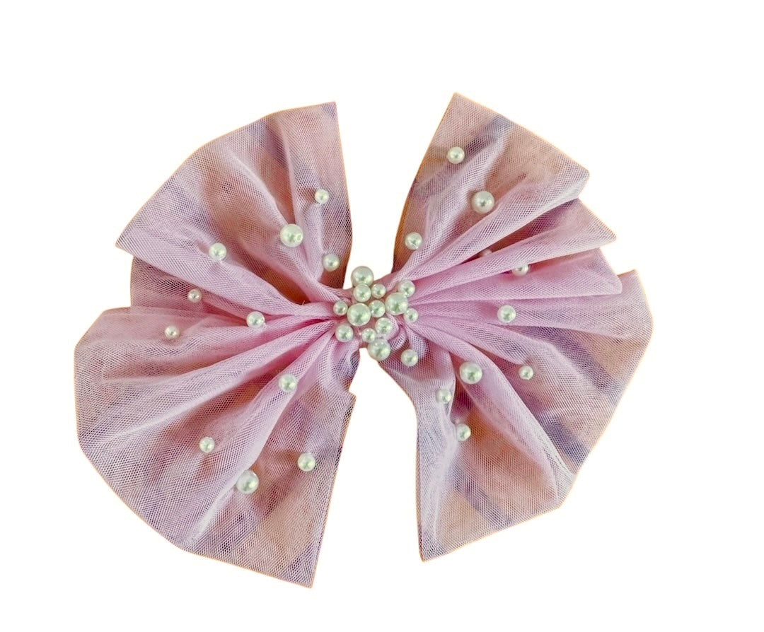 Ooh! La, La! Couture Tulle + Pearls Hair Clip- Pink