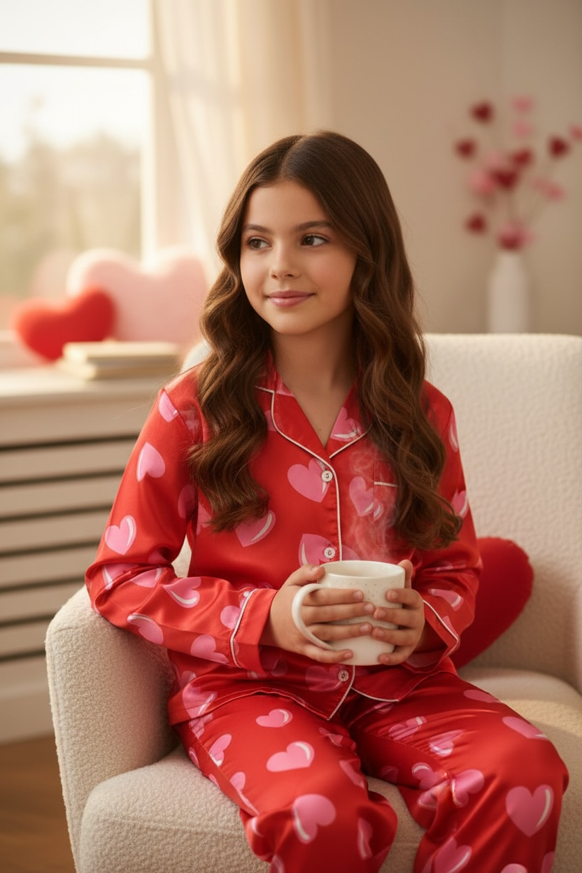 Tweenstyle Red + Pink Heart Print 2pc Lounge Set