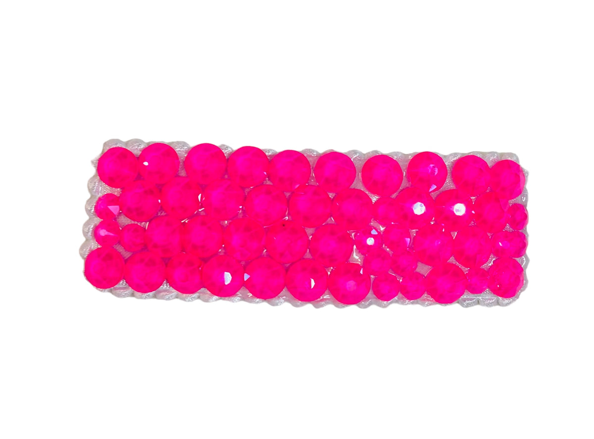 Bari Lynn 3&quot; Crystalized Rectangle Hair Clip- Neon Pink