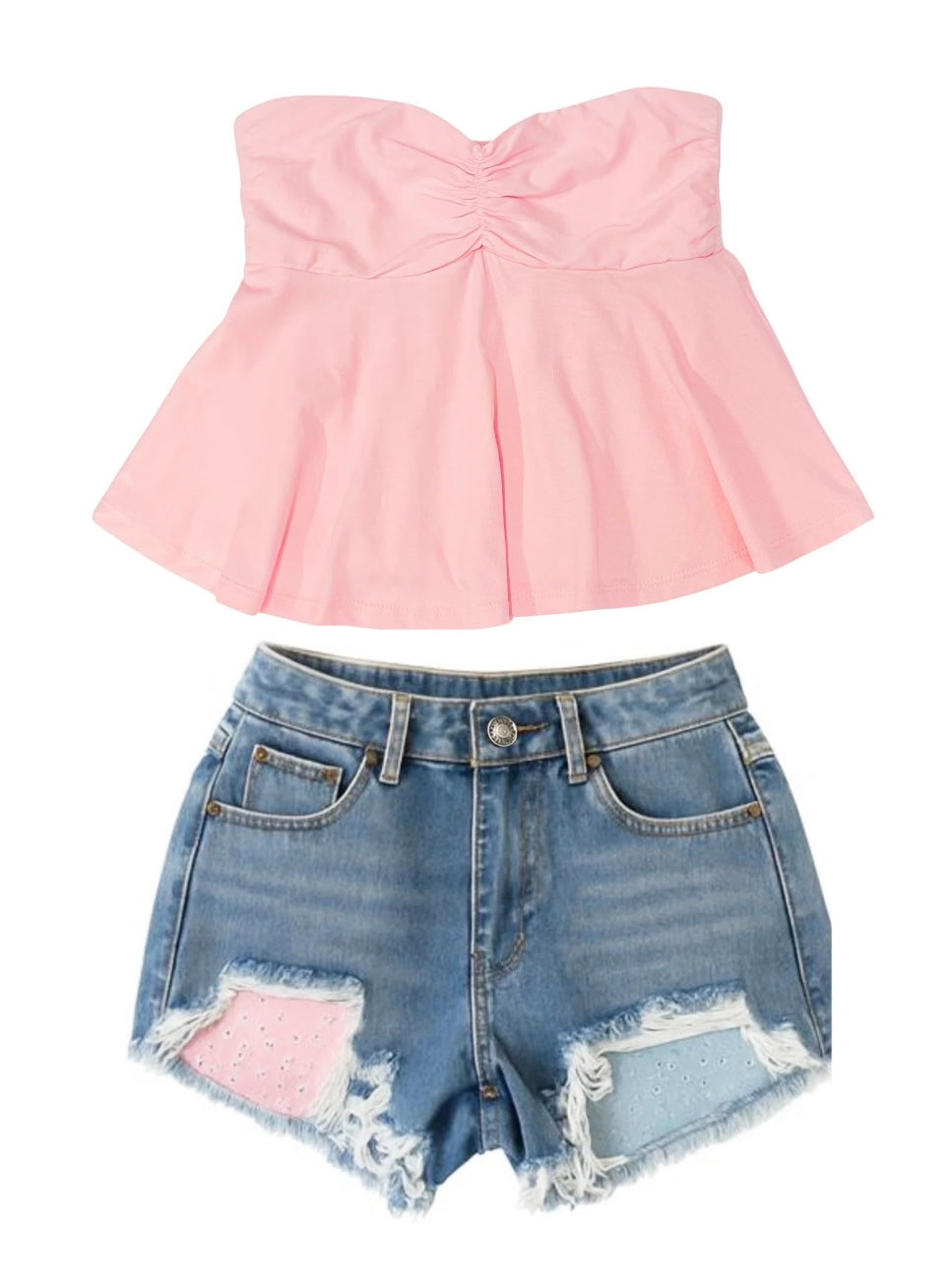 KatieJ NYC Malibu Denim Shorts- Pastel Bandana