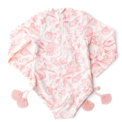 Shade Critters Coral Seaside Toile Long Sleeve Rashguard