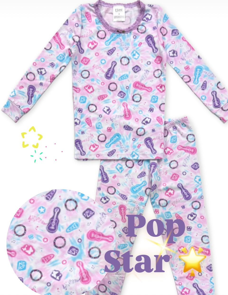 Esme Girls 2pc Pajama Set- Pop Star