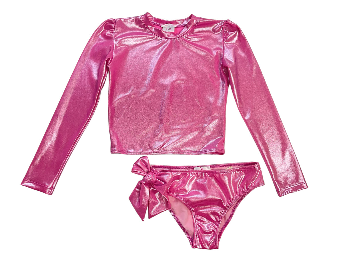 Piccoli Principi Martinique Long Sleeve Rashguard Swimsuit  - Glossy Pink