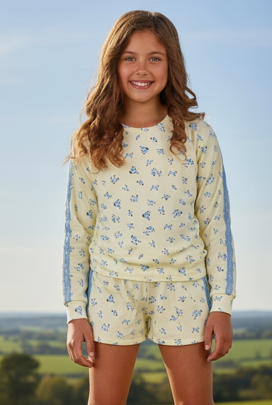 Flowers By Zoe Tween Butter Rose Print Knit Shorts