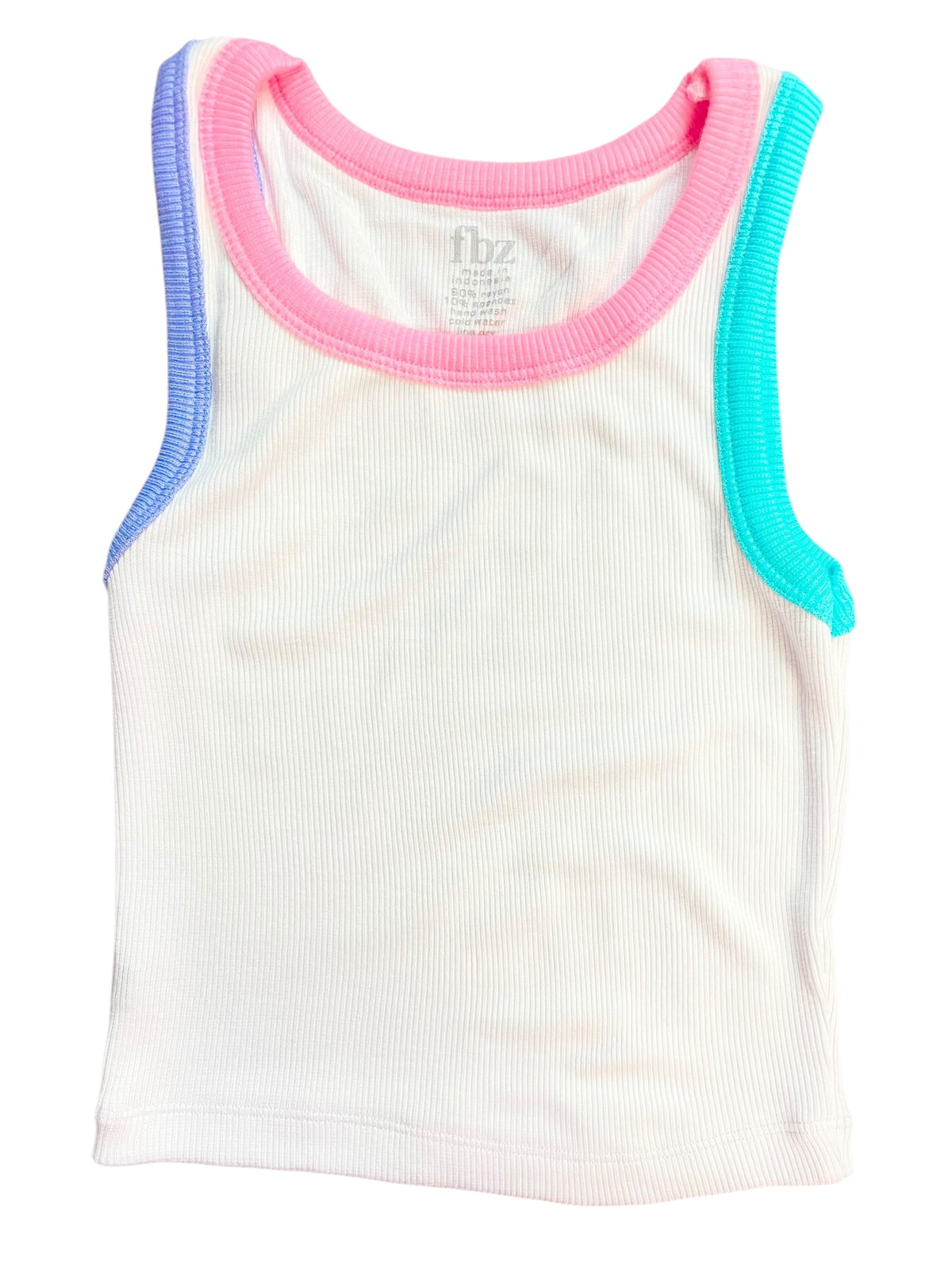 Flowers By Zoe White Colorblock Tank Top