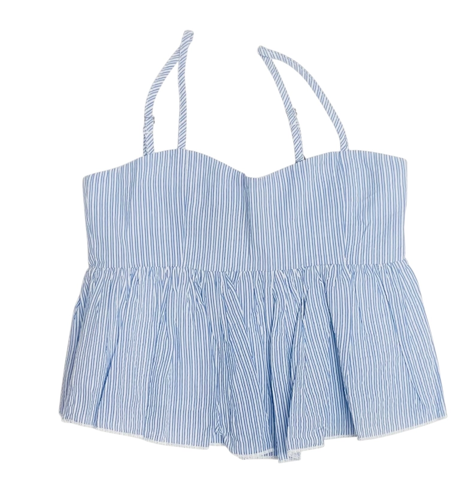 KatieJ NYC Meena Top- Baby Blue Seersucker