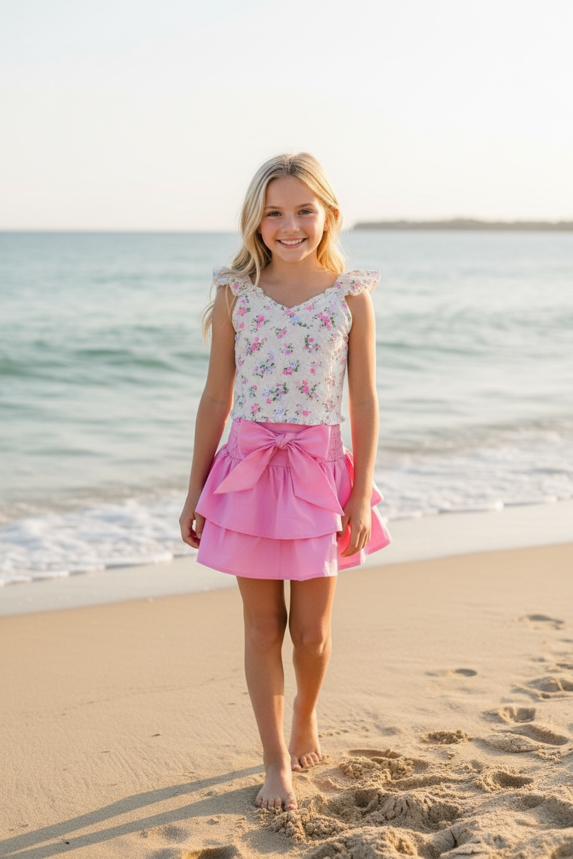 Flowers By Zoe Pink Bow Skirt