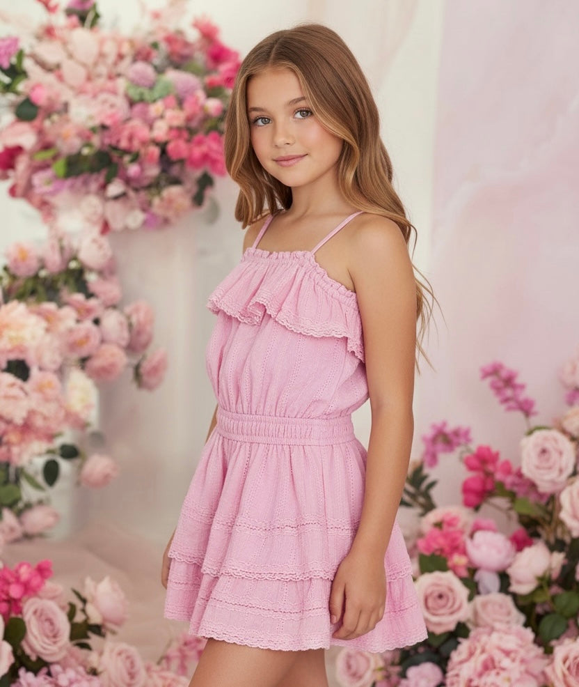 Flowers By Zoe Tween Pink Ruffle Dress