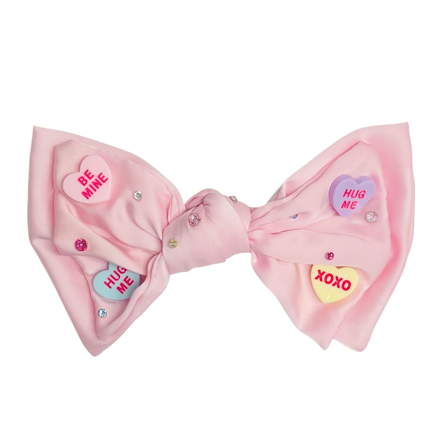 Bari Lynn Pink Conversation Hearts Knotted Hair Bow
