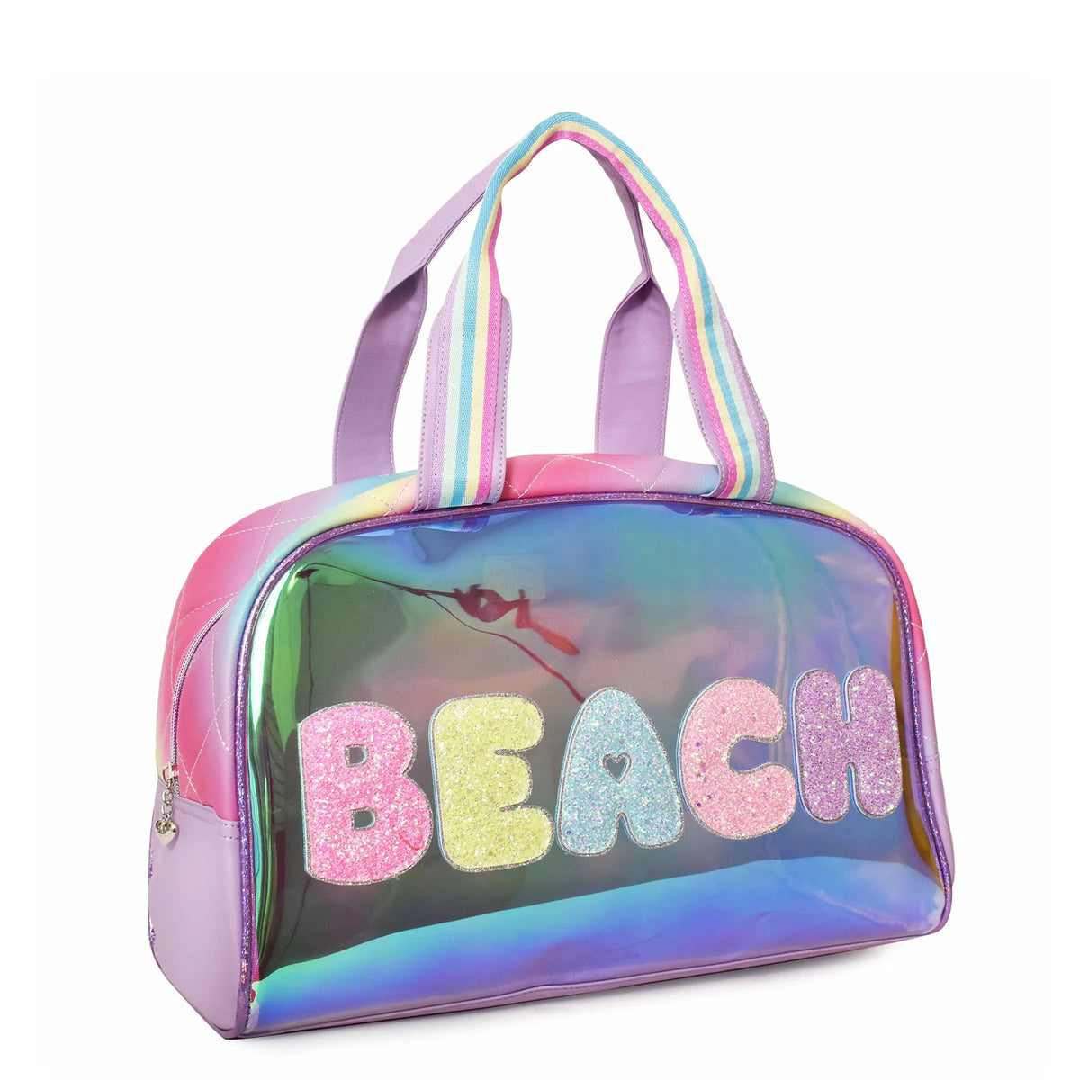 &#39;Beach&#39; Clear Glazed Medium Duffle Bag