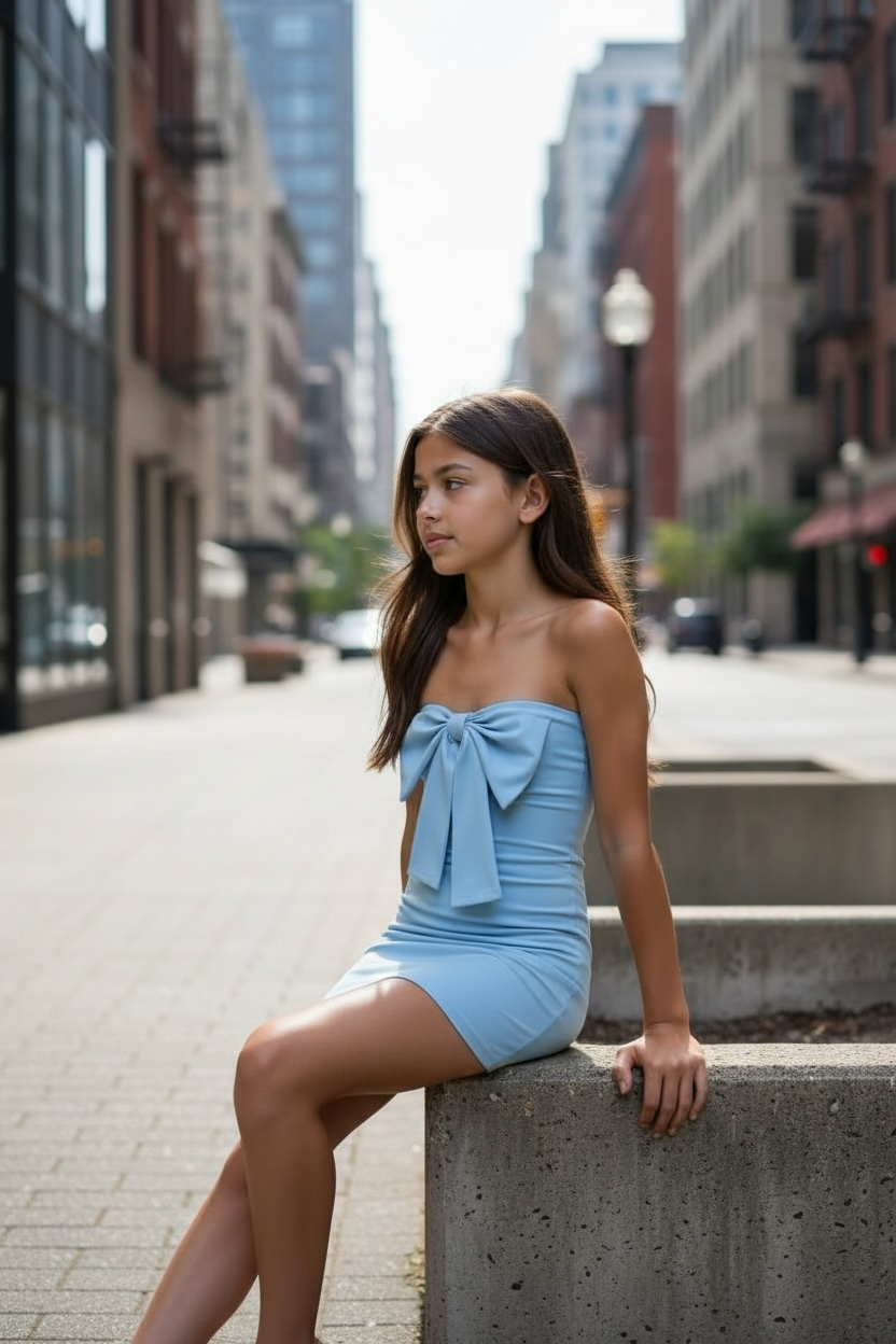 sachin and babi light blue dress ADRIANNA PAPELL Evening gown with glitter thread in light blue / gold
