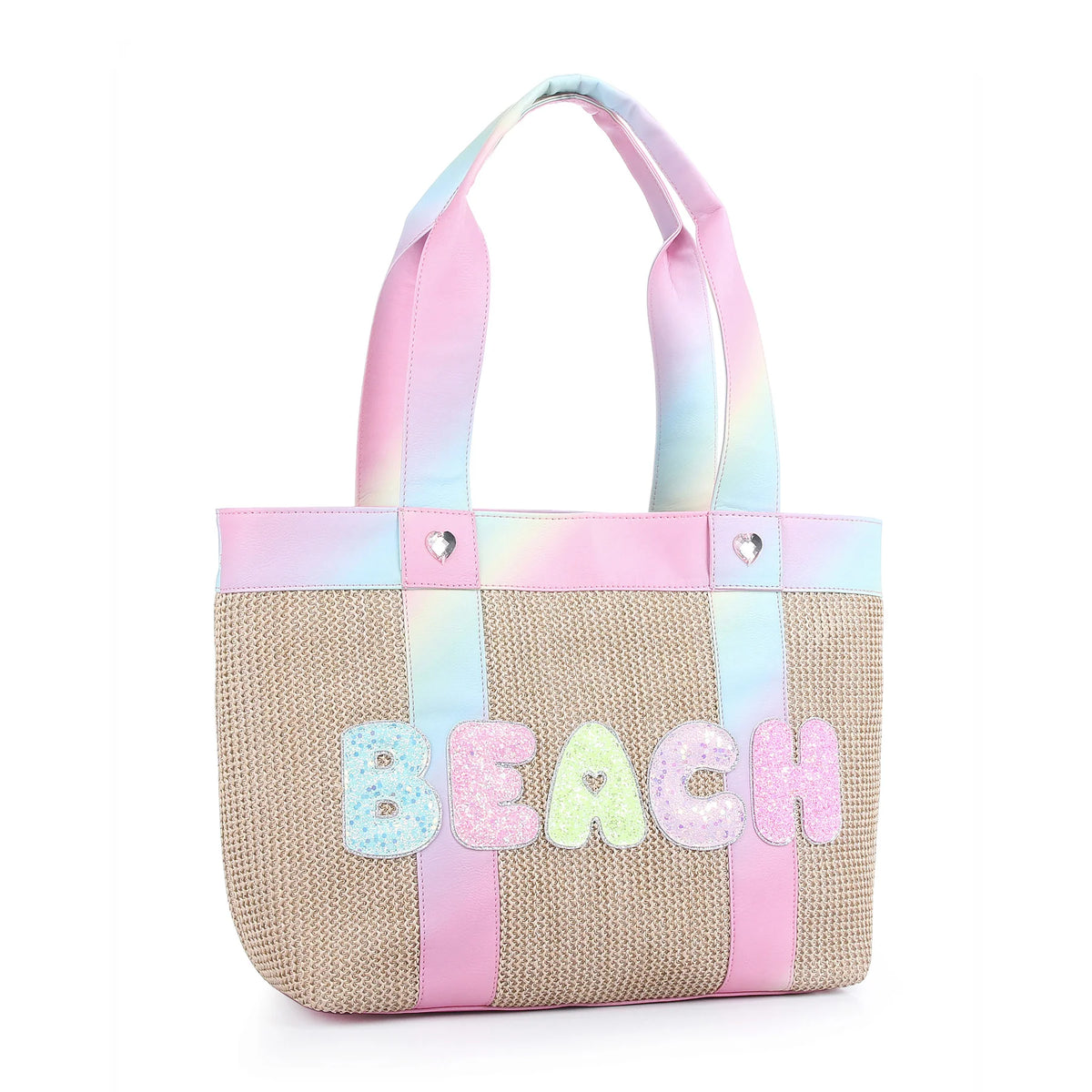 &#39;Beach&#39; Straw Tote Bag