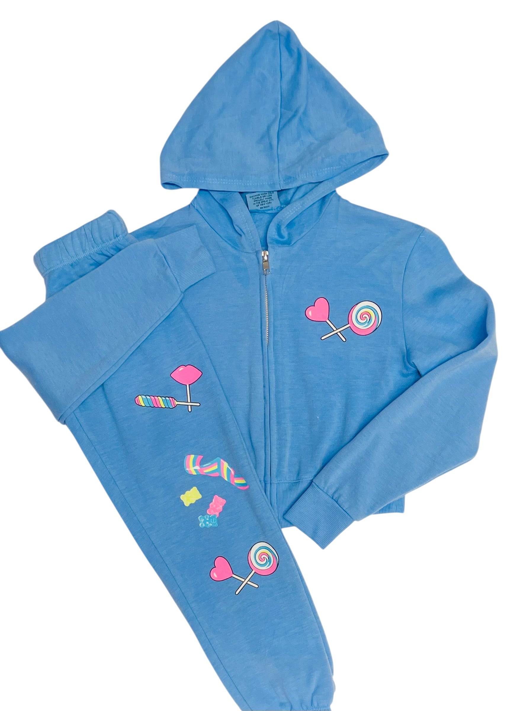 Firehouse Girls Candy Toss Zip Up Hooded Sweatshirt  - Ice Blue