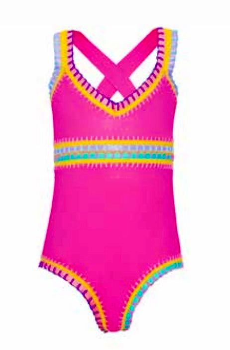 Bikini con bordado de arcoíris turquesa para niños de PQ