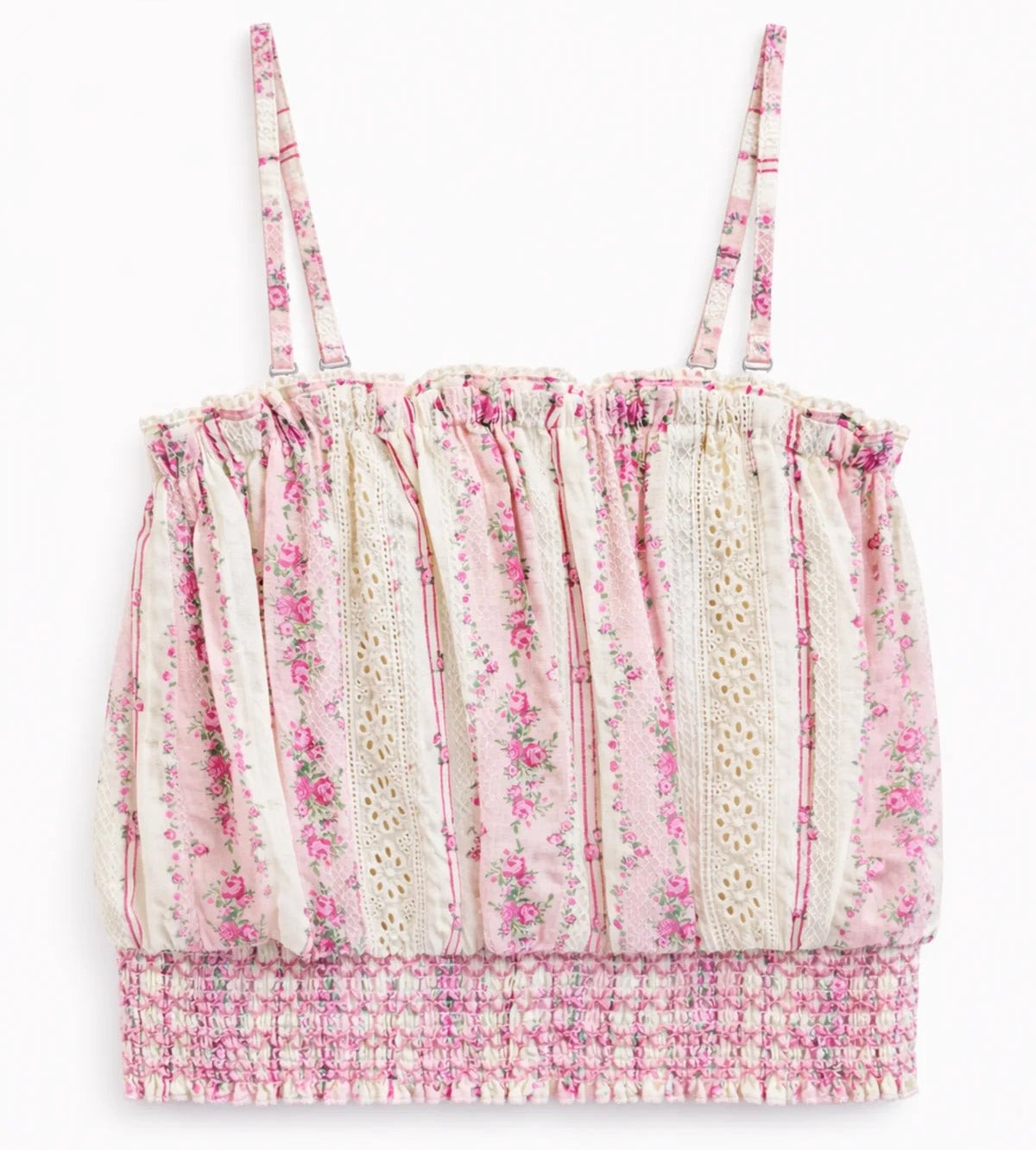 pink floral tween girls tank top with eyelet trimming by katiej nyc