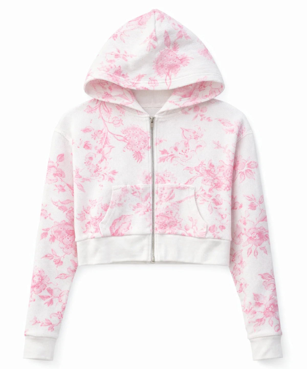 トップス ARAKI 24AW SINREI LOVE ZIP FOODIE KatieJ NYC Brynn Waffle Hoodie- Pink Toile - Everything But The