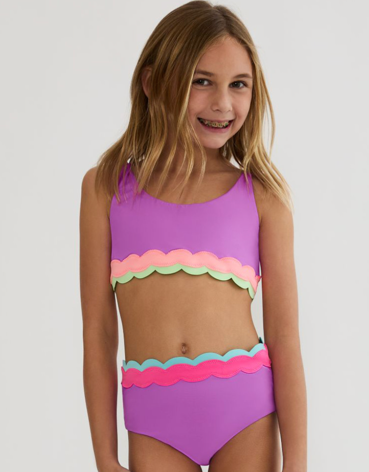 Girls Scalloped Colorblock Bikini by Beach Riot Kids