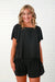 T2Love Flutter Sleeve Ribbed Top- Black