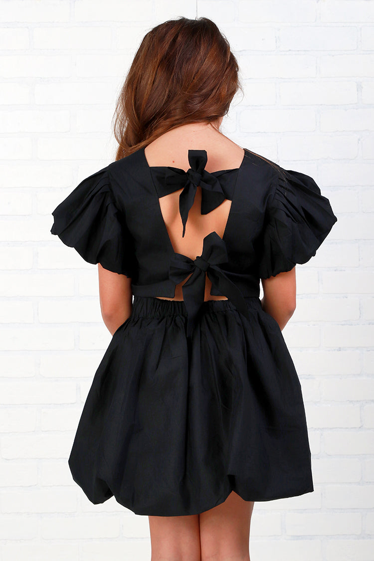House Of Swan Poplin Skirt Set- Black
