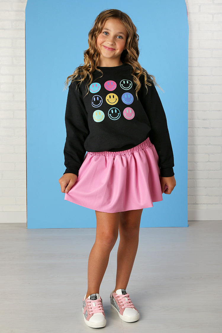 Cheryl Creations Bubblegum Pink Smocked Pleather Skirt (Built in Shorts)