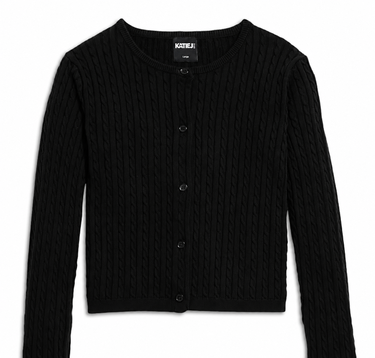 KatieJ NYC Tween Rory Cableknit Cardigan - Black
