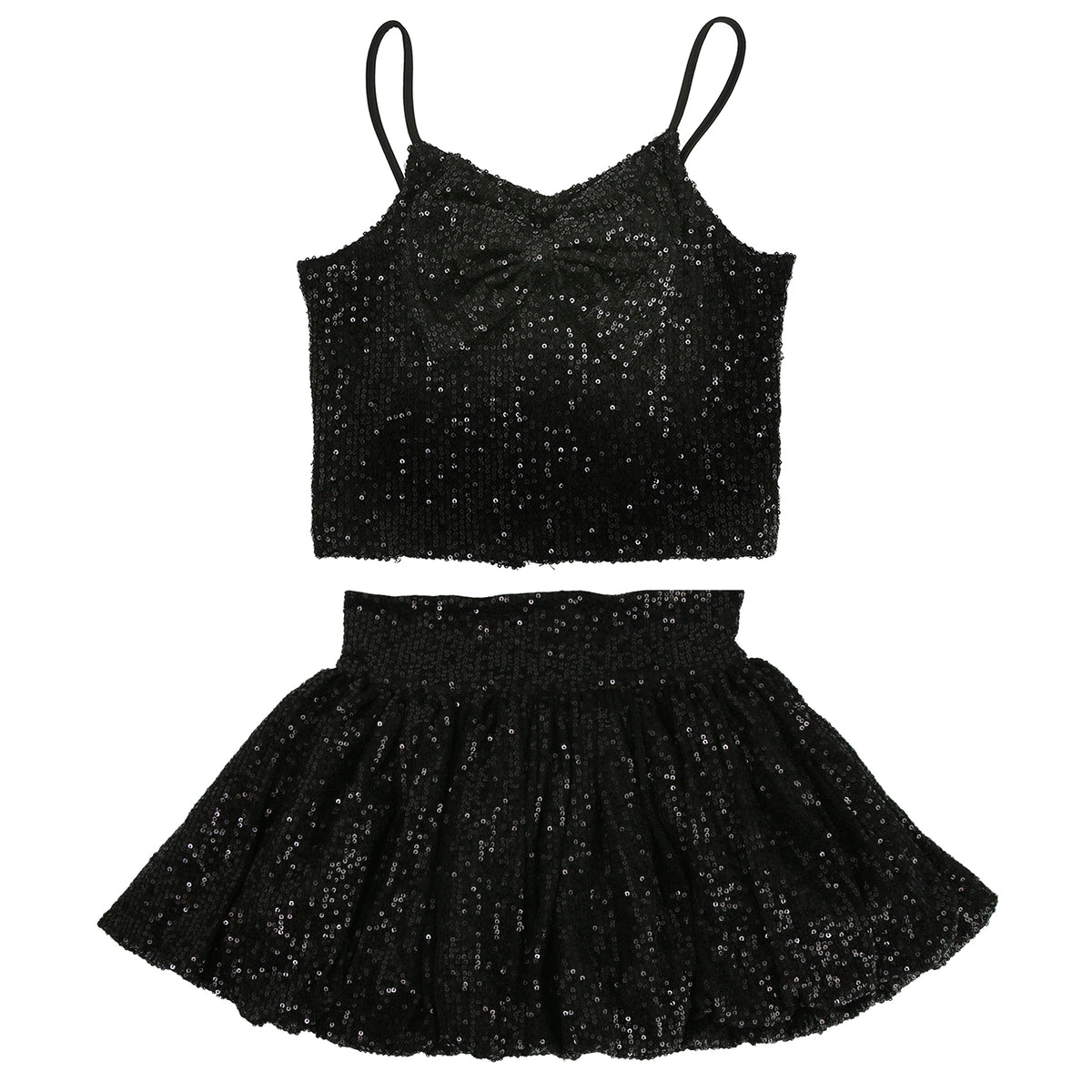 Flowers By Zoe Black Sequin Bow 2pc Skirt Set