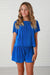 T2Love Flutter Sleeve Ribbed Top- Royal Blue