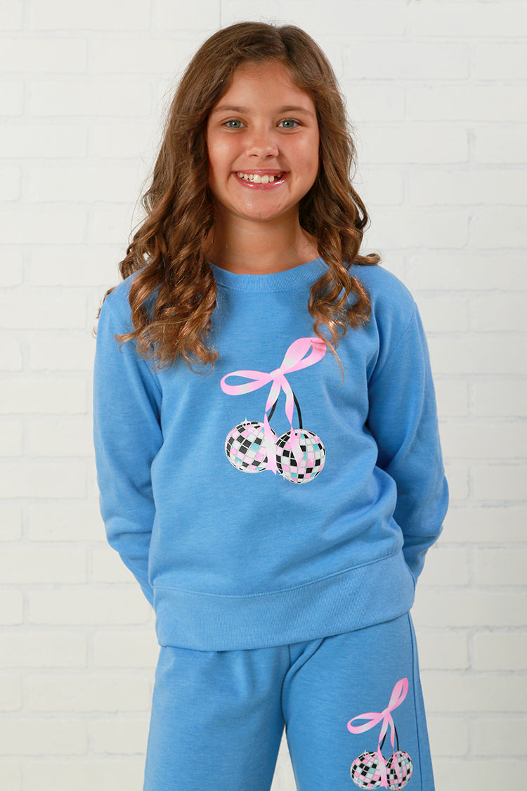 Firehouse NY Girls Ice Blue Disco Cherry Sweatshirt