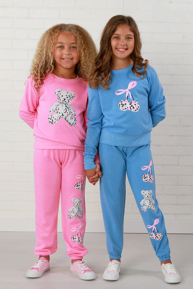 Firehouse NY Girls Ice Blue Disco Teddy & Cherry Sweatpant