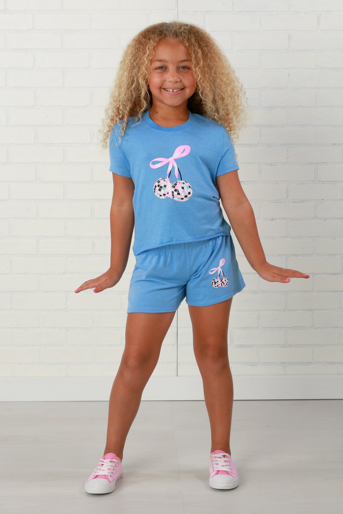 Firehouse NY Girls Ice Blue Disco Cherry Tee
