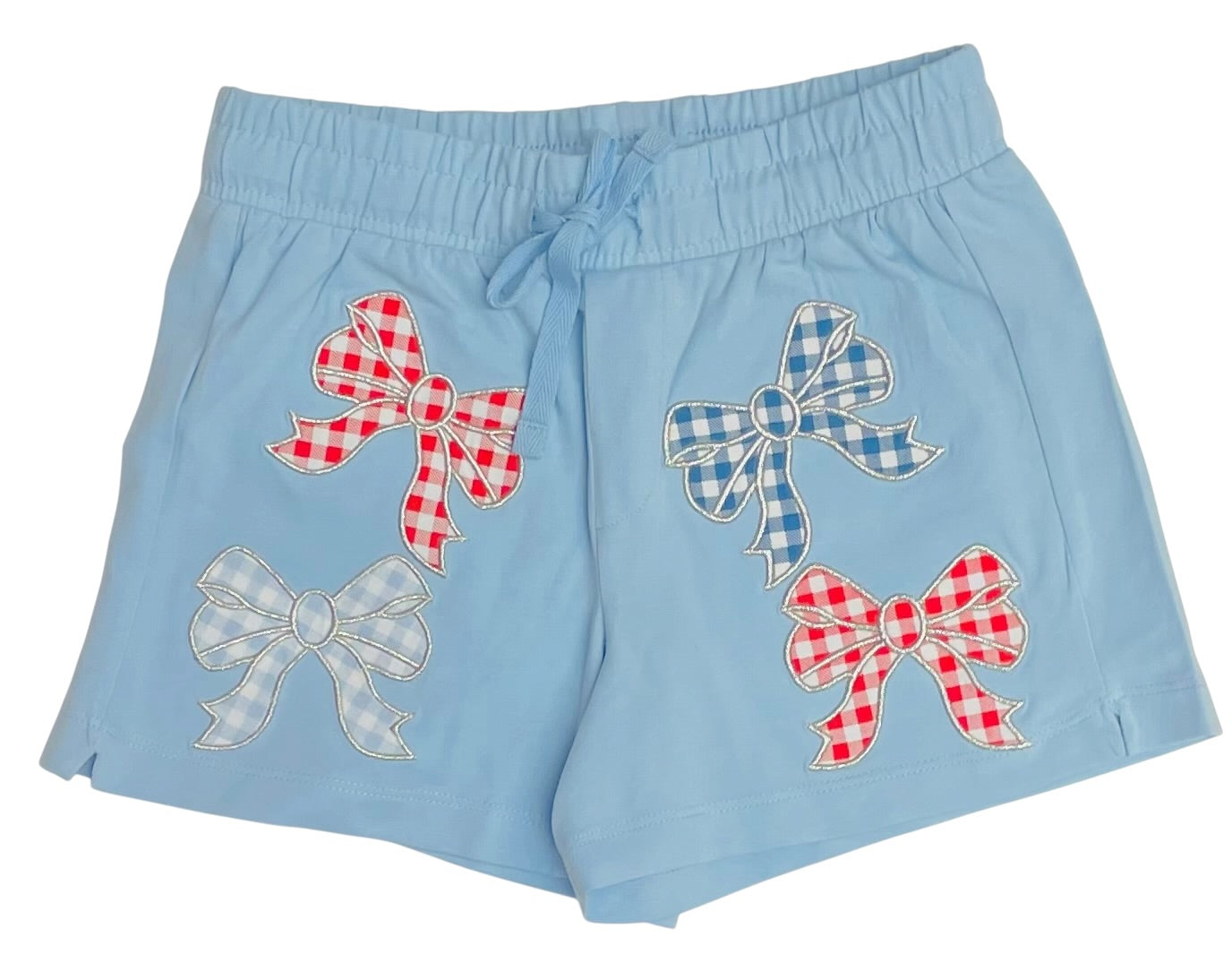 Paper Flower Tween Americana Gingham Bow Patch Shorts
