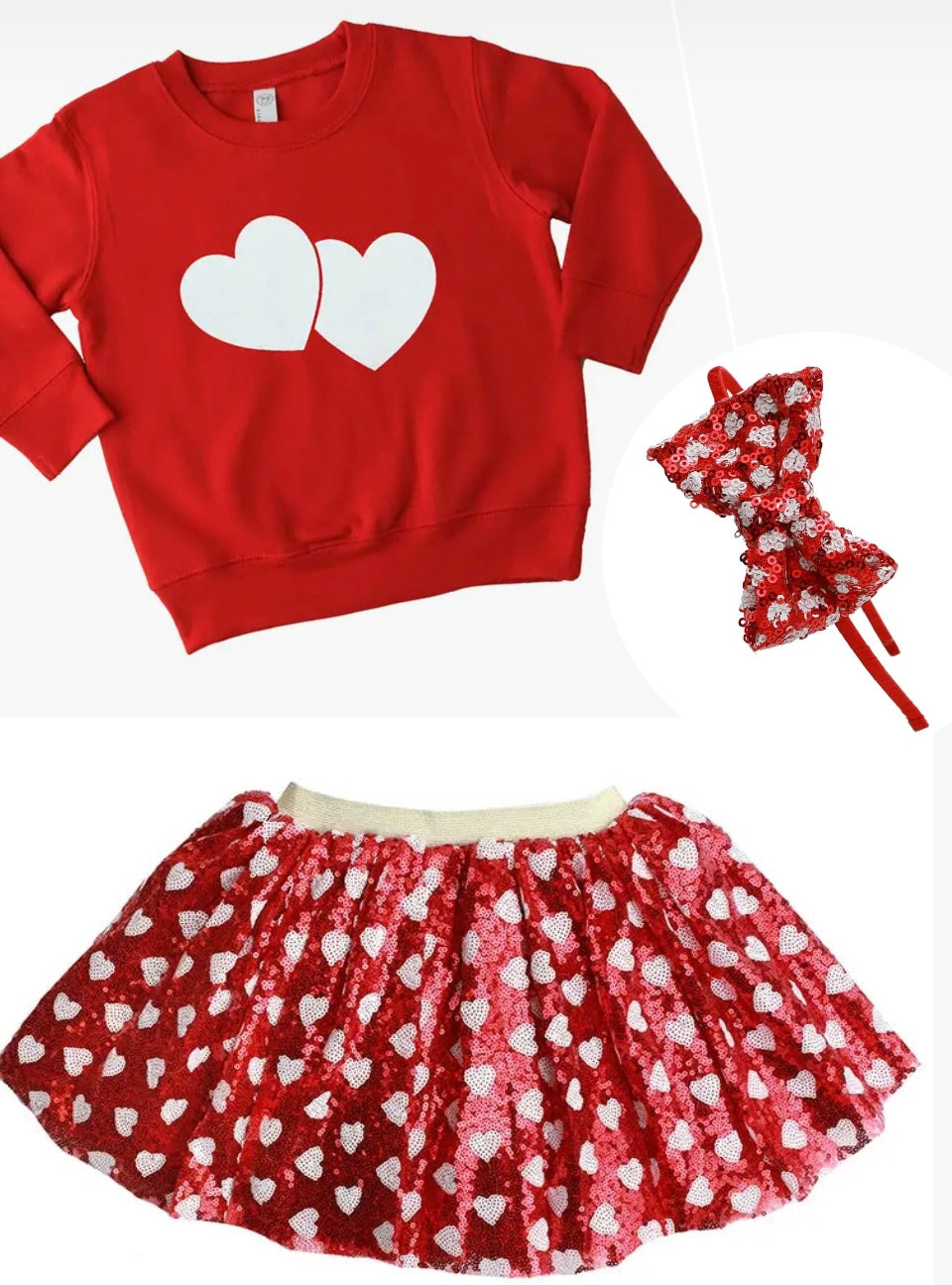 Red Sequin Heart Tutu Skirt