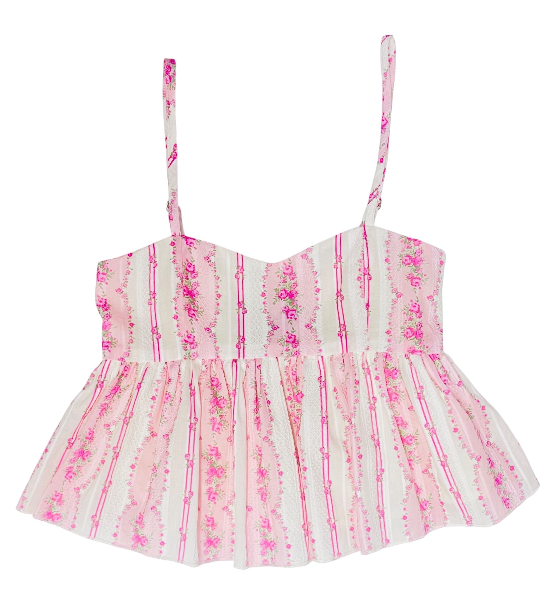 KatieJ NYC Meena Top- Baby Pink Cottage Stripe