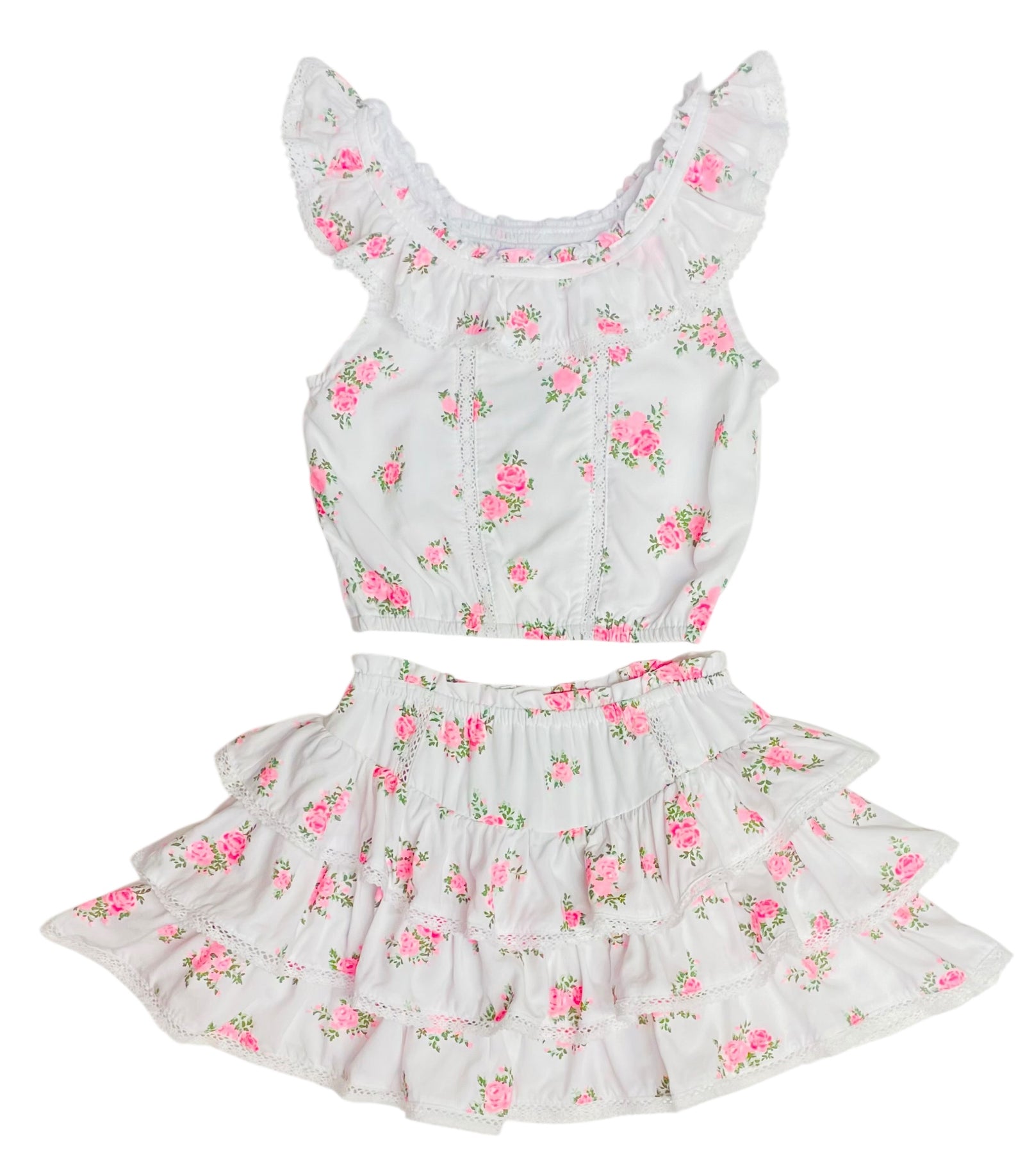 Flowers by Zoe tween floral skirt set with ruffle top